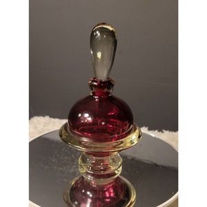 Signed Perfume Bottle - Cranberry Hand Blown Glass